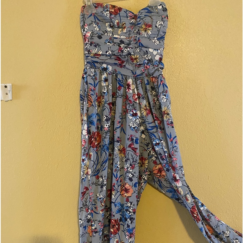 Halter top summer floral jumpsuit